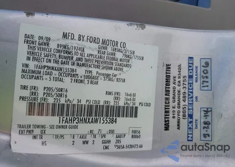 2010 Ford Focus Sel from USA, damaged, VIN 1FAHP3HNXAW155384